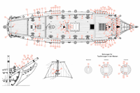 Takelplan (Bild: Risse von Schiffen des 16./17. Jahrhunderts, Hinstorff Verlag)