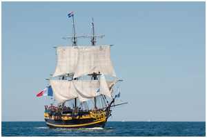 teilweise aufgegeite Segel bei einem Original