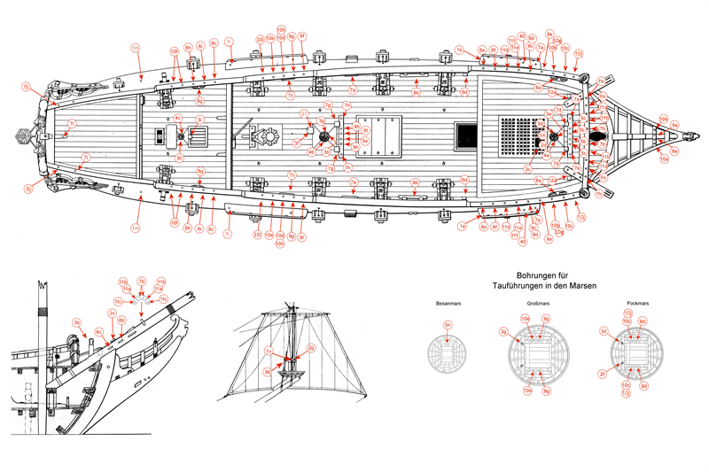 Belegplan (Bild: Risse von Schiffen des 16./17. Jahrhunderts, Hinstorff Verlag)