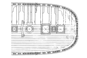 Verlegemuster der Decksplanken (Bild: Die niederländische Jacht im 17. Jahrhundert, Werner Jaeger)