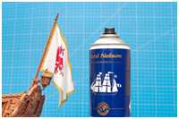 Flaggenstoff mit Lack fixiert