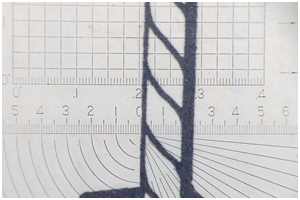 mit Lupe Maße der Brooktaue aus dem Plan ermitteln