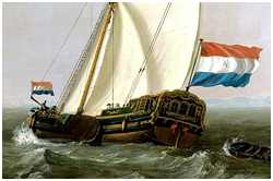 Herrenjacht der VOC von 1790 (Bild: https://de.wikipedia.org/wiki/Yacht)