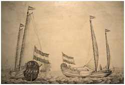 Speeljacht 17. Jhd., Gemälde von Willem van de Velde dem Älteren (Bild: https://de.wikipedia.org/wiki/Yacht)