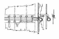 Reihleine für das Bonnet nach Jaeger (Bild: Die niederländische Jacht im 17. Jahrhundert, Werner Jaeger)