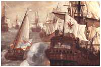 Kurbrandenburgische Flotte, Gemälde von 1684 von Lieve Verschuier (Bild: Stiftung Preußische Schlösser und Gärten Berlin-Brandenburg (CC BY-NC-SA))