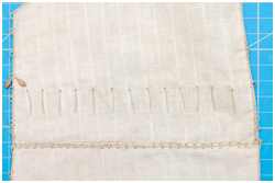 Reffbändsel an den Segeln der Statenjacht Fredericus