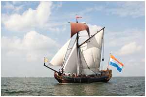 Segelfarbe vom Toppsegel (Bild: https://www.facebook.com/Statenjacht)